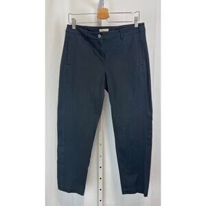 EILEEN FISHER Mid Rise Tapered Ankle Pants Organic Cotton Stretch Twill Black S